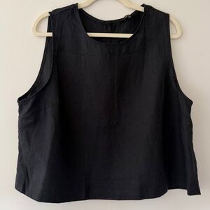 Quince Linen Swing Cropped Tank Button back Summer Minimalist Coastal Beach XL